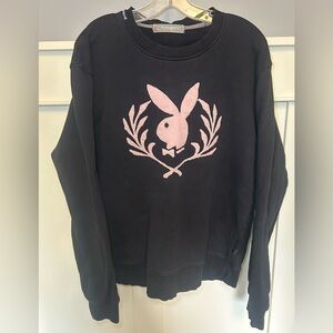 Vintage 2005 Playboy distressed crest logo patch sweater